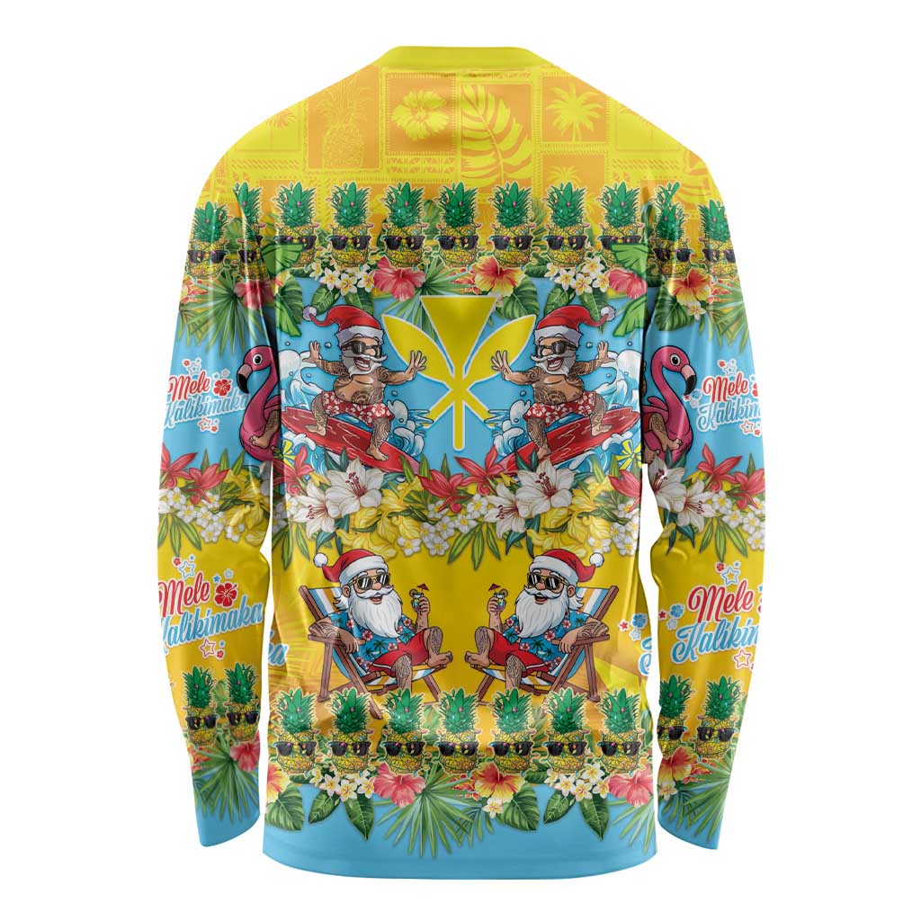 Hawaii Christmas Long Sleeve Shirt Mele Kalikimaka Tropical Vibes LT05 - Polynesian Pride