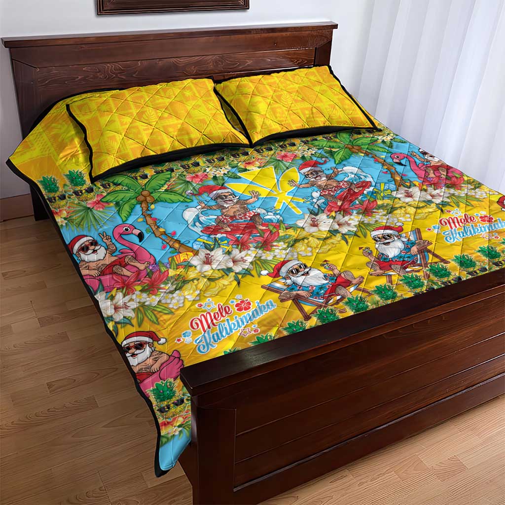 Hawaii Christmas Quilt Bed Set Mele Kalikimaka Tropical Vibes LT05 - Polynesian Pride