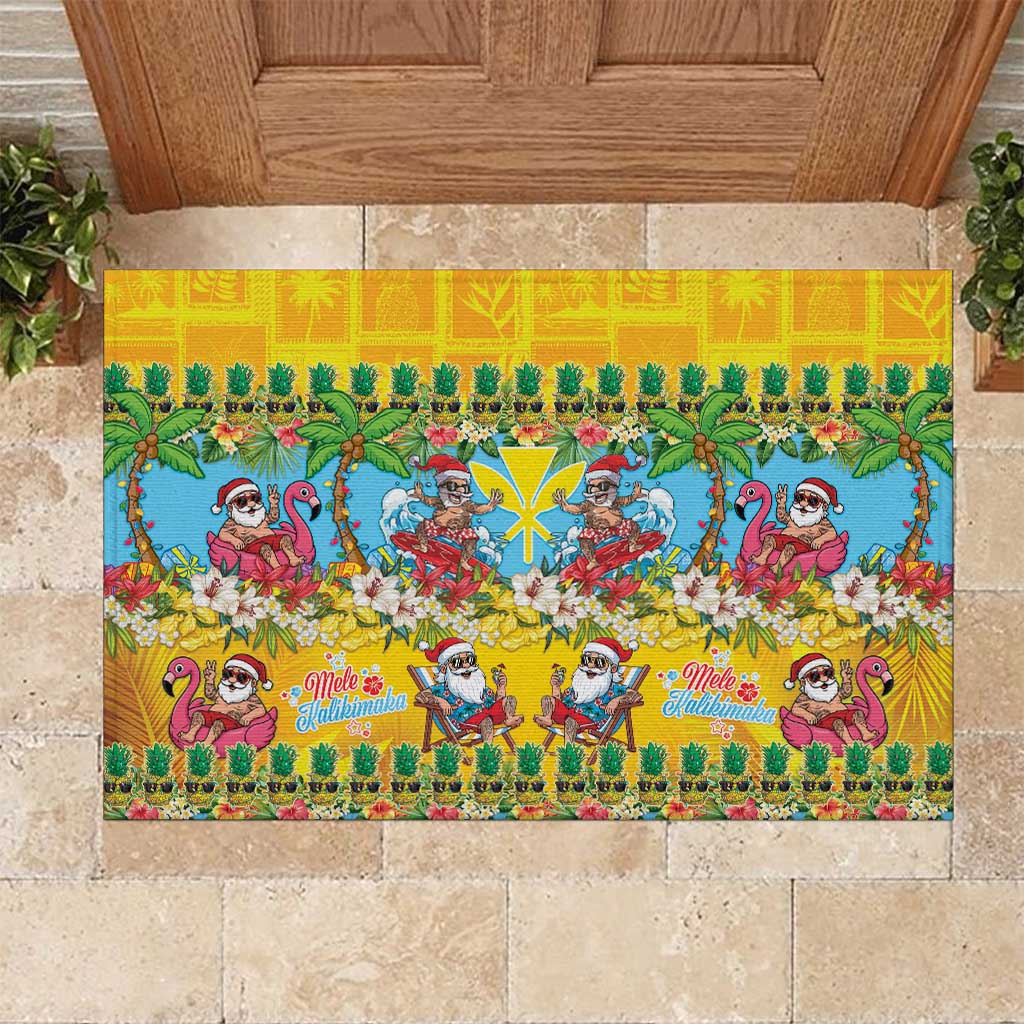 Hawaii Christmas Rubber Doormat Mele Kalikimaka Tropical Vibes LT05 Colorful - Polynesian Pride
