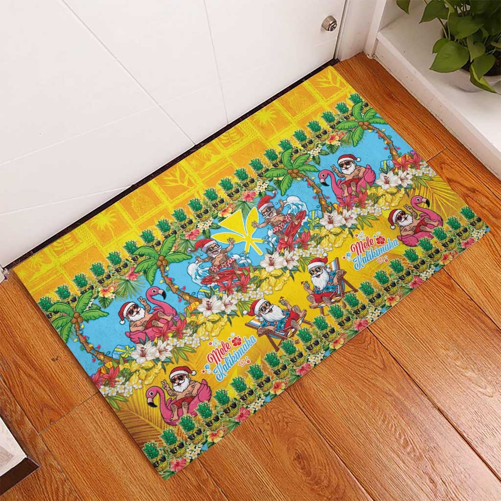 Hawaii Christmas Rubber Doormat Mele Kalikimaka Tropical Vibes LT05 - Polynesian Pride