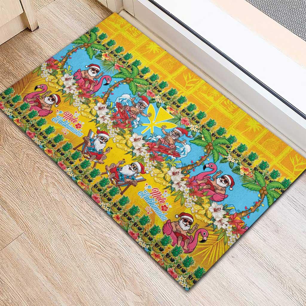 Hawaii Christmas Rubber Doormat Mele Kalikimaka Tropical Vibes LT05 - Polynesian Pride