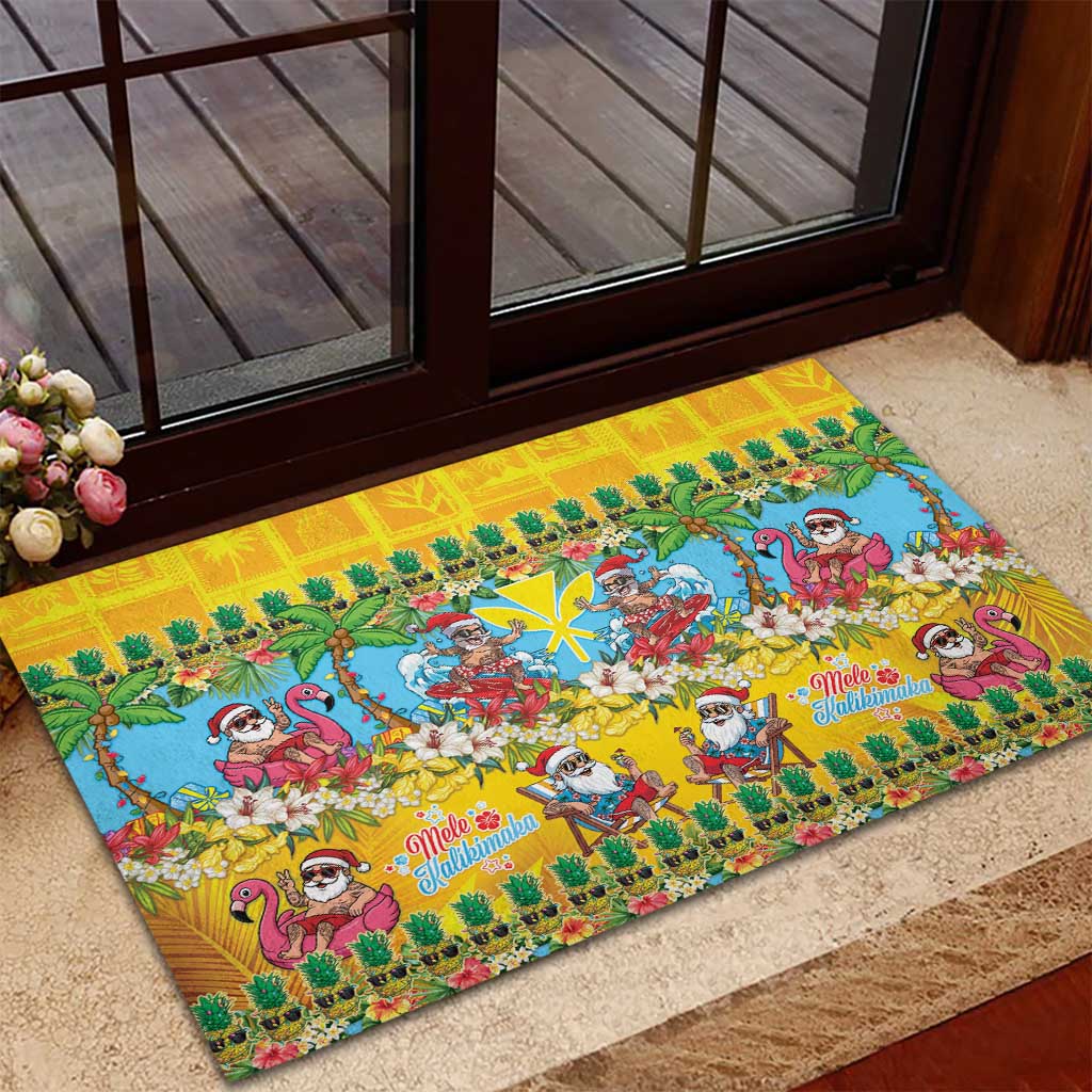 Hawaii Christmas Rubber Doormat Mele Kalikimaka Tropical Vibes LT05 - Polynesian Pride
