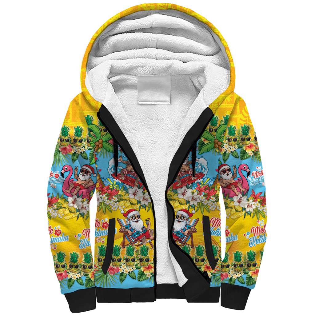 Hawaii Christmas Sherpa Hoodie Mele Kalikimaka Tropical Vibes LT05 Unisex Colorful - Polynesian Pride