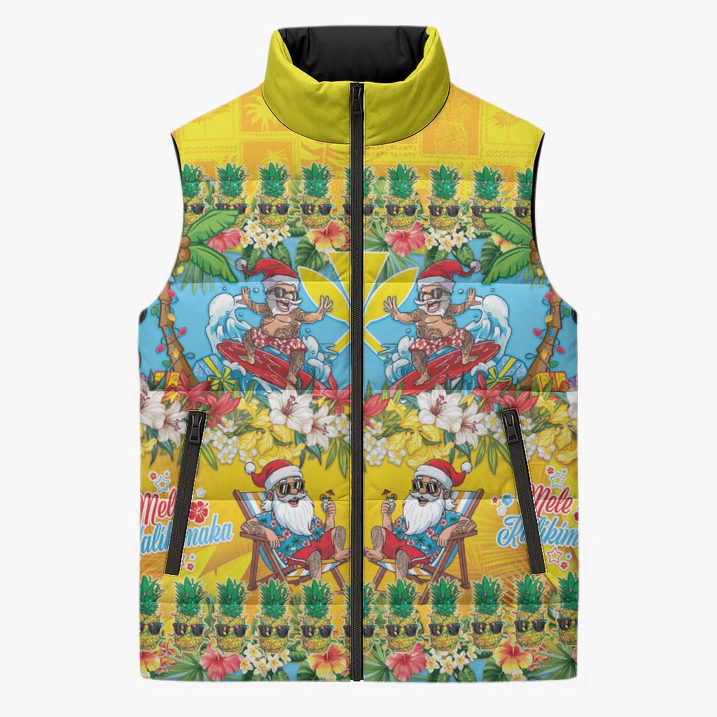 Hawaii Christmas Sleeveless Puffer Jacket Mele Kalikimaka Tropical Vibes LT05 Unisex Colorful - Polynesian Pride