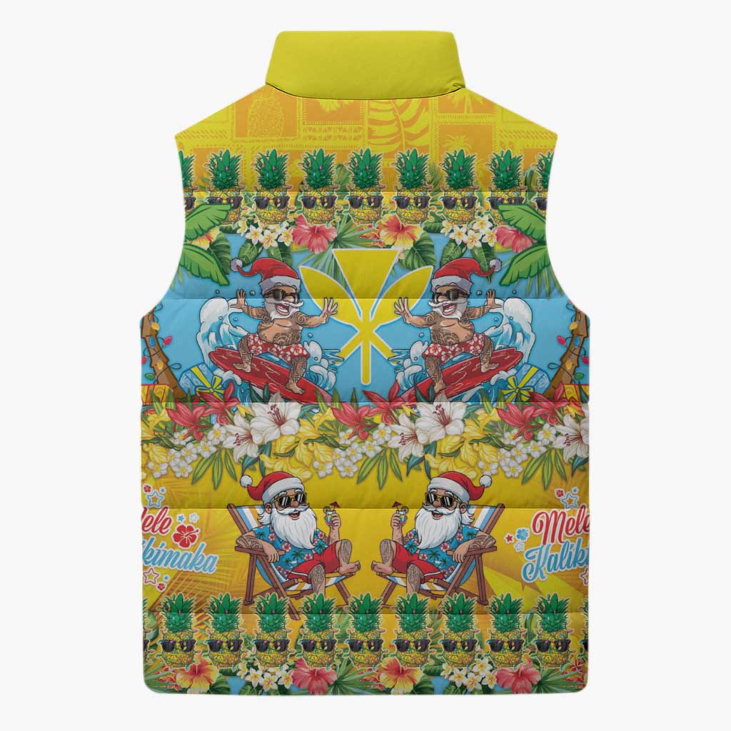 Hawaii Christmas Sleeveless Puffer Jacket Mele Kalikimaka Tropical Vibes LT05 - Polynesian Pride