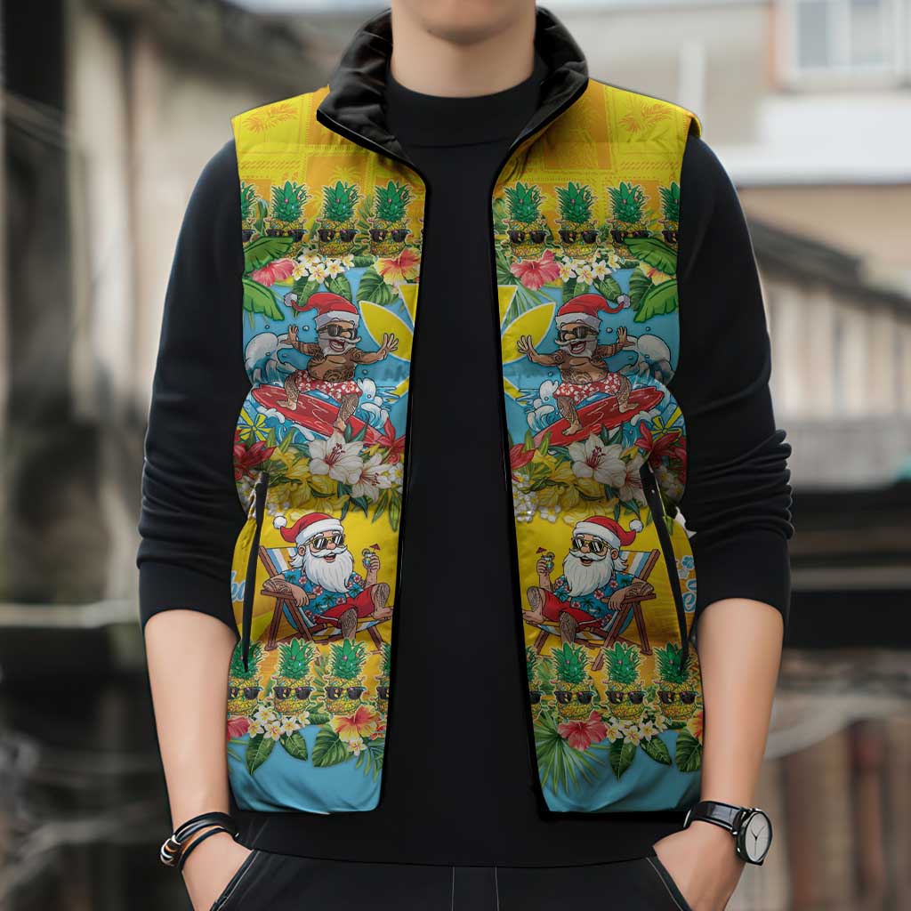 Hawaii Christmas Sleeveless Puffer Jacket Mele Kalikimaka Tropical Vibes LT05 - Polynesian Pride