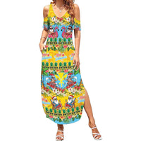 Hawaii Christmas Summer Maxi Dress Mele Kalikimaka Tropical Vibes LT05 Women Colorful - Polynesian Pride