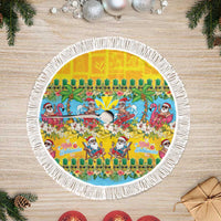 Hawaii Christmas Tree Skirt Mele Kalikimaka Tropical Vibes LT05 Fringed Colorful - Polynesian Pride