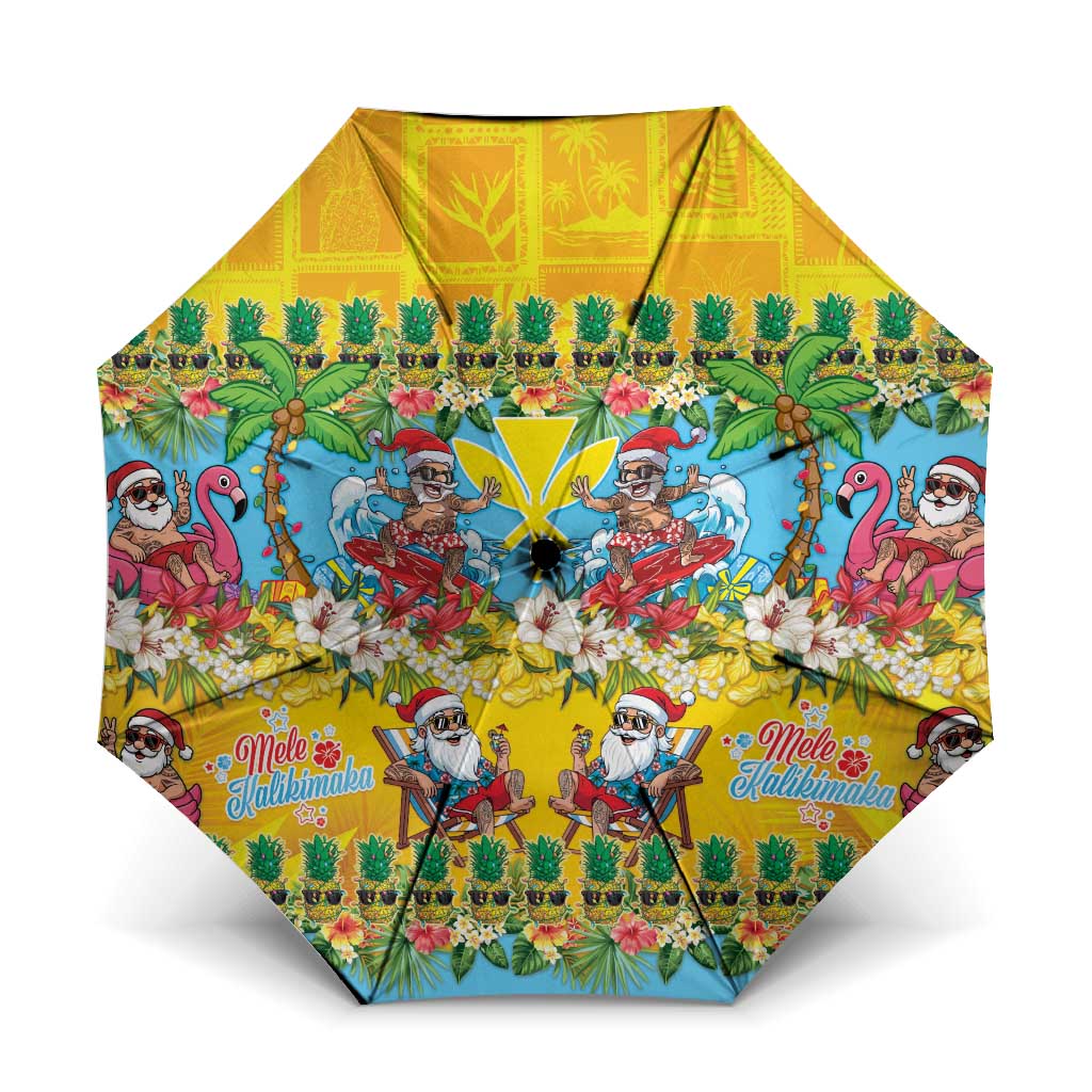 Hawaii Christmas Umbrella Mele Kalikimaka Tropical Vibes LT05 One Size Folded 11.42 inch Opened Diameter 37.4 inch Colorful - Polynesian Pride