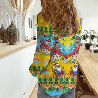 Hawaii Christmas Women Casual Shirt Mele Kalikimaka Tropical Vibes LT05 - Polynesian Pride