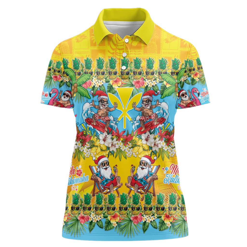 Hawaii Christmas Women Polo Shirt Mele Kalikimaka Tropical Vibes LT05 Female Colorful - Polynesian Pride