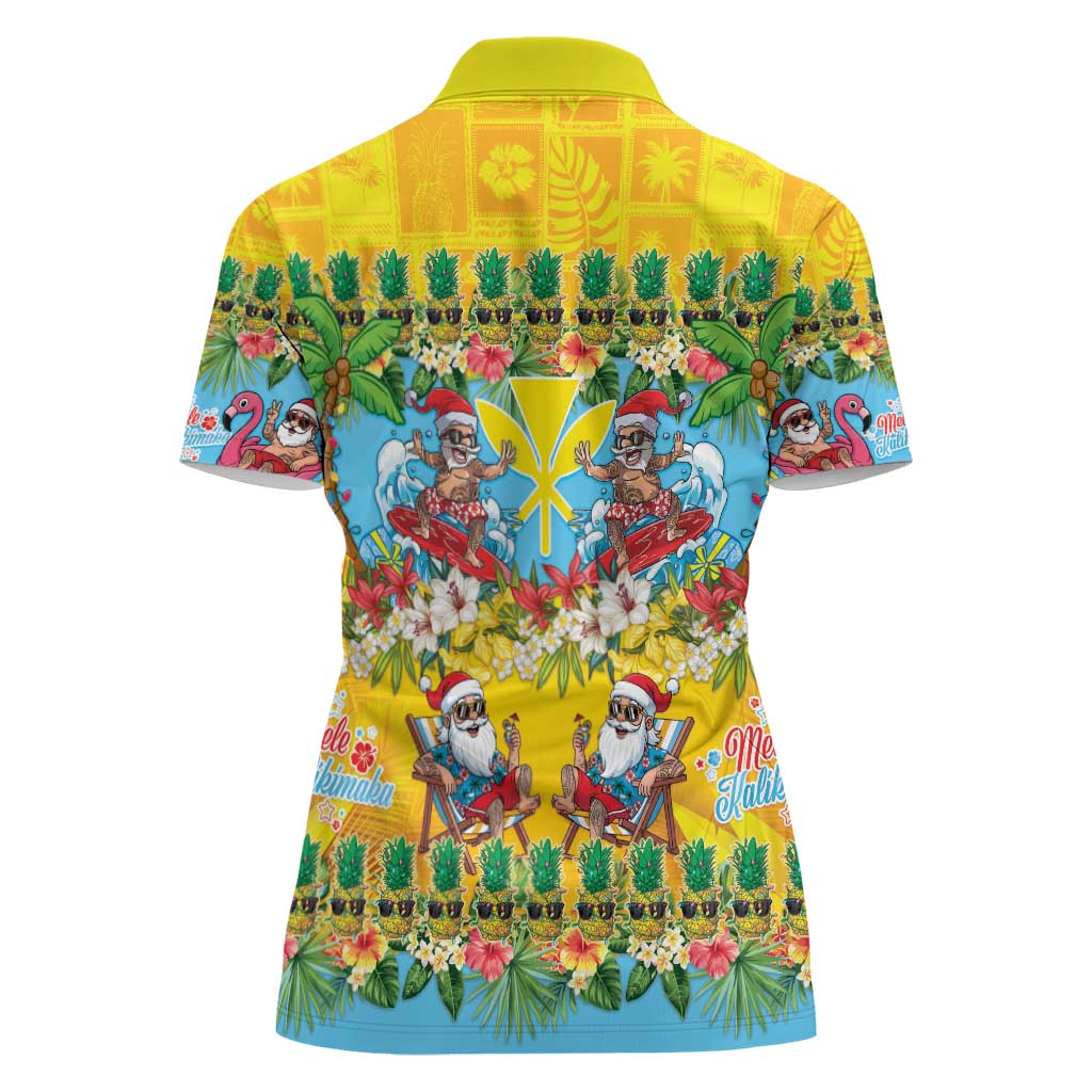 Hawaii Christmas Women Polo Shirt Mele Kalikimaka Tropical Vibes LT05 - Polynesian Pride