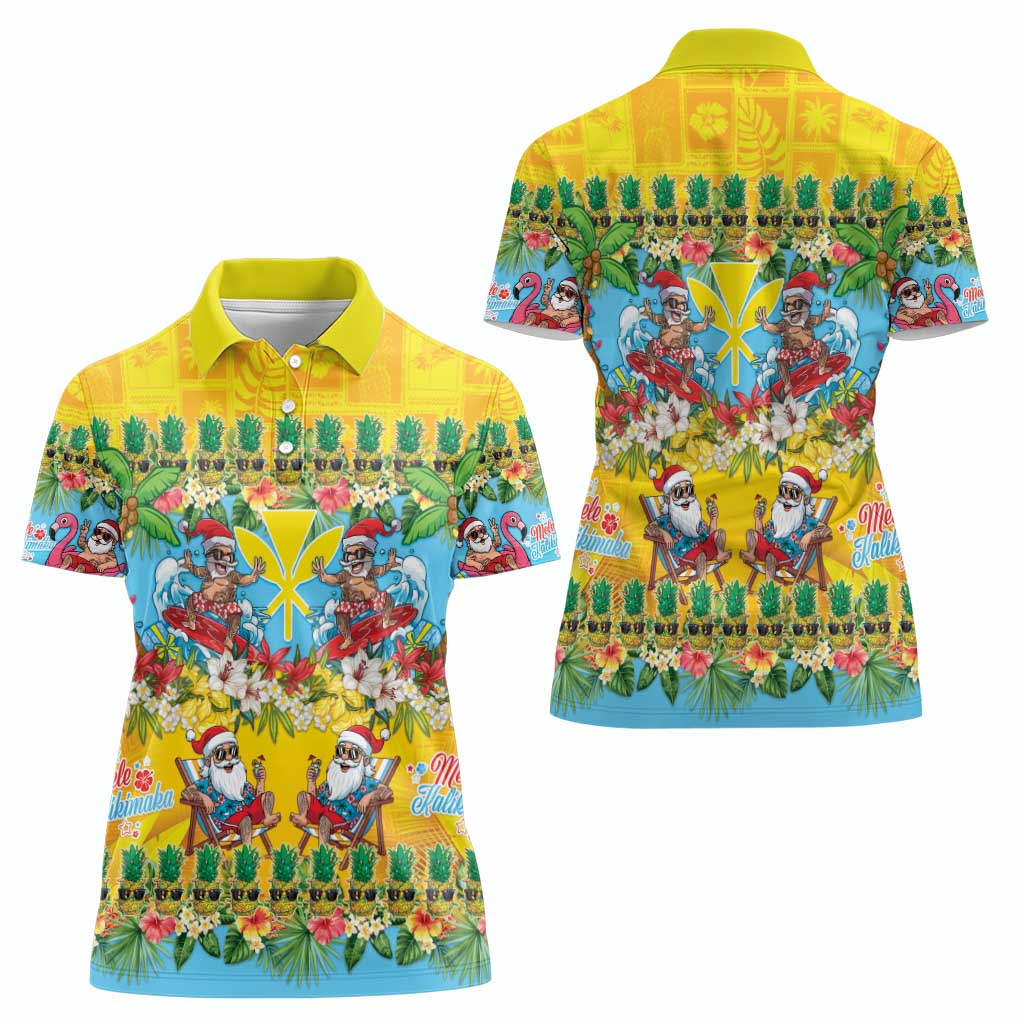 Hawaii Christmas Women Polo Shirt Mele Kalikimaka Tropical Vibes LT05 - Polynesian Pride