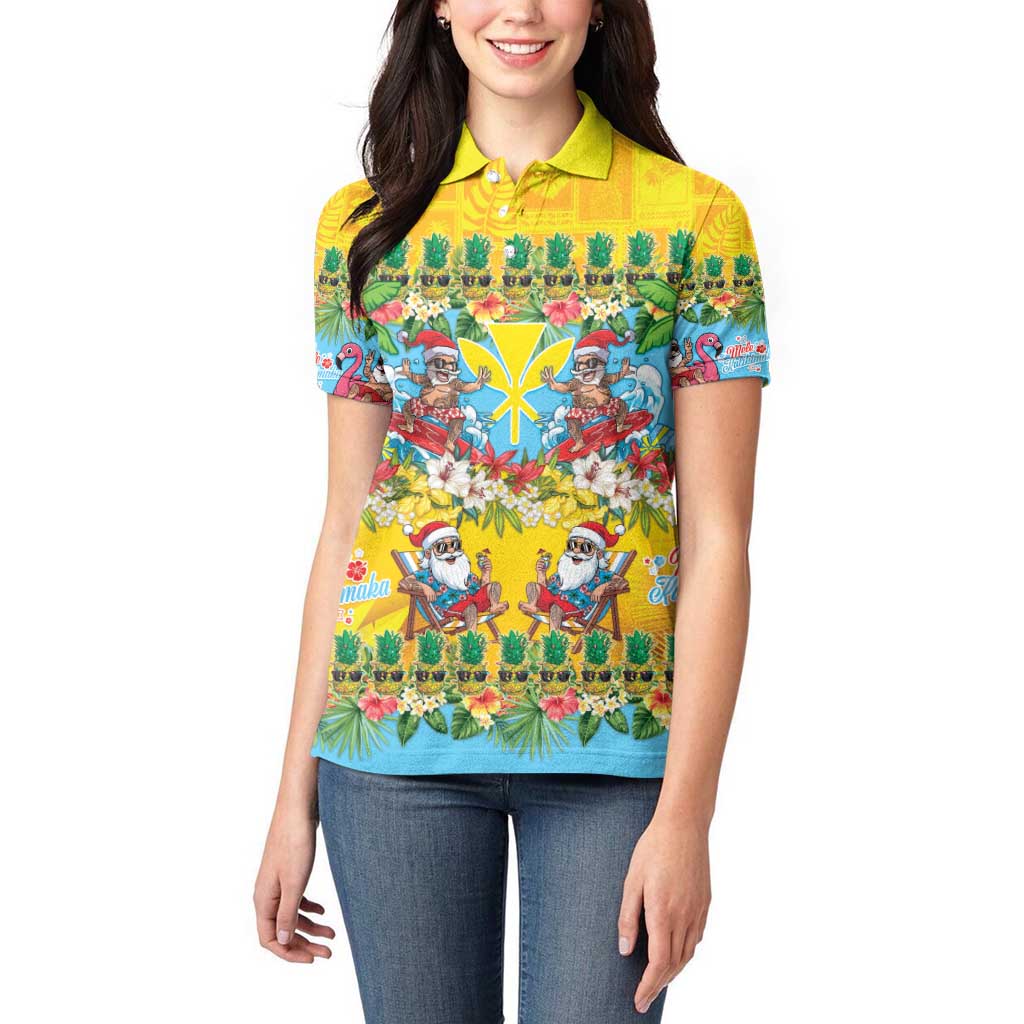 Hawaii Christmas Women Polo Shirt Mele Kalikimaka Tropical Vibes LT05 - Polynesian Pride
