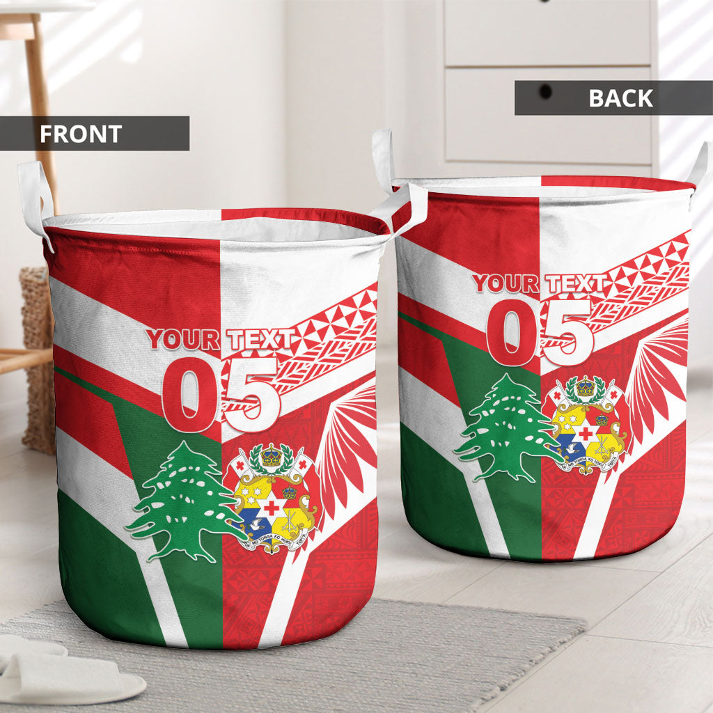 Tonga Lebanon Rugby Custom Laundry Basket Mate Maa Tonga Cedars Together