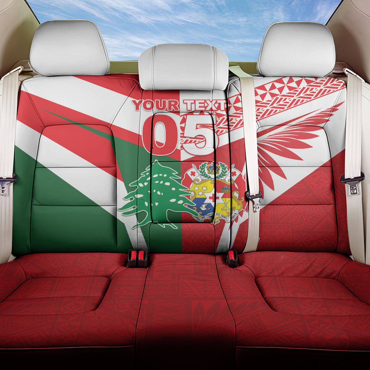 Tonga Lebanon Rugby Custom Back Car Seat Cover Mate Maa Tonga Cedars Together