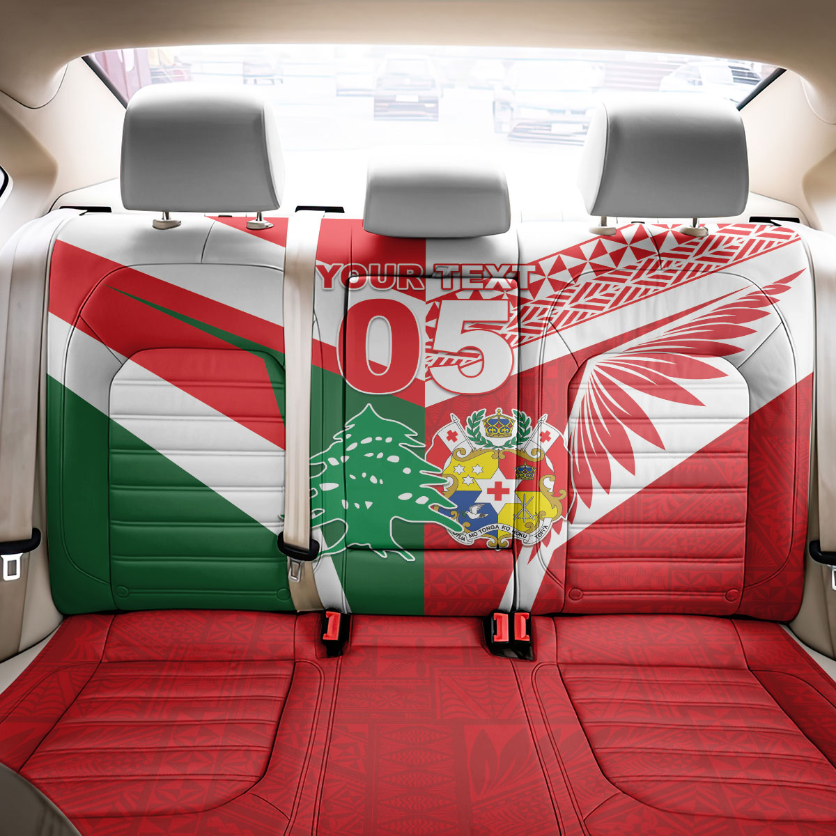Tonga Lebanon Rugby Custom Back Car Seat Cover Mate Maa Tonga Cedars Together