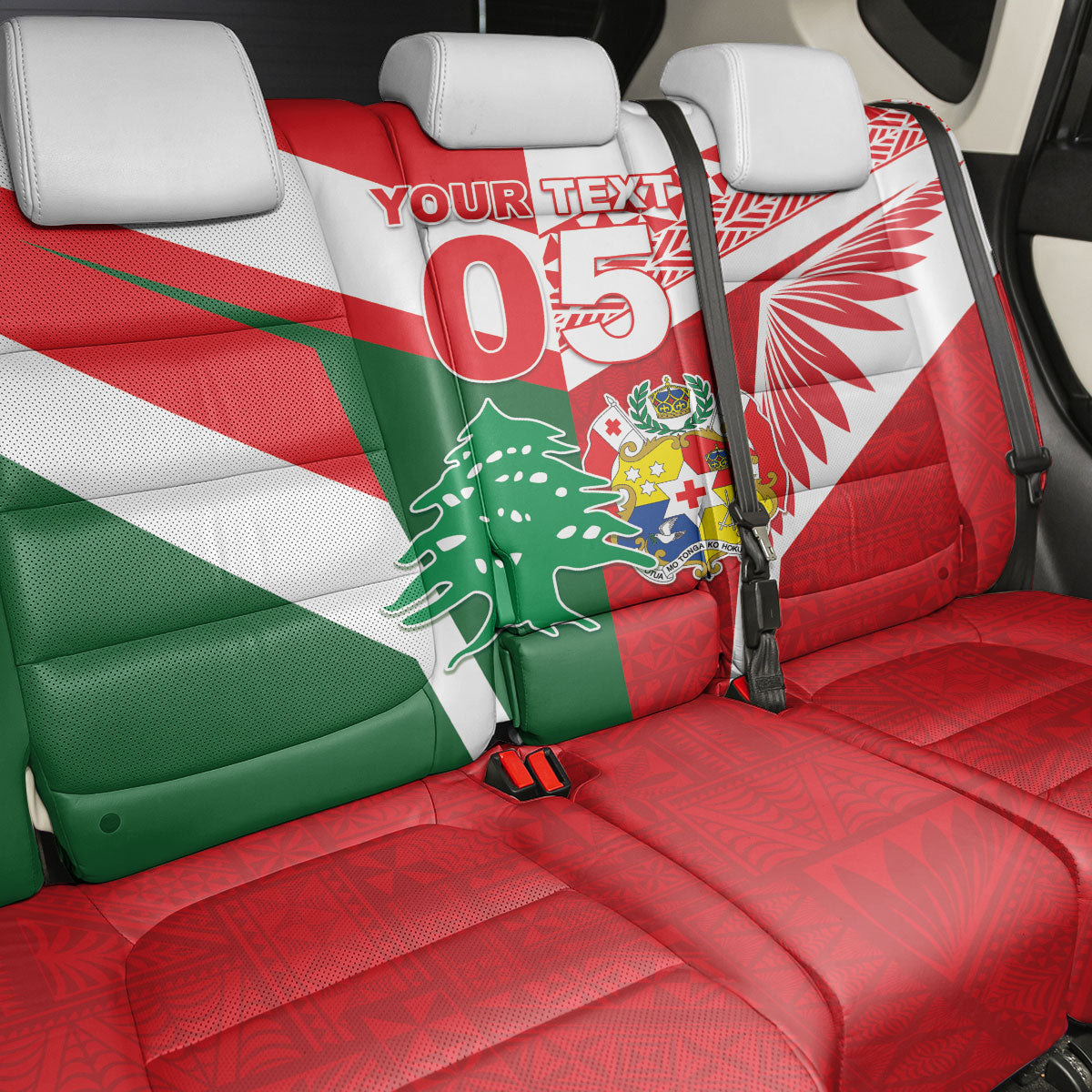 Tonga Lebanon Rugby Custom Back Car Seat Cover Mate Maa Tonga Cedars Together