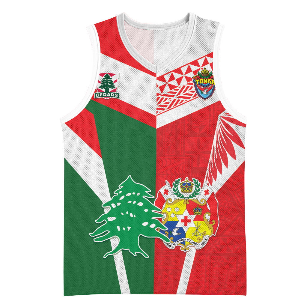 Tonga Lebanon Rugby Custom Basketball Jersey Mate Maa Tonga Cedars Together