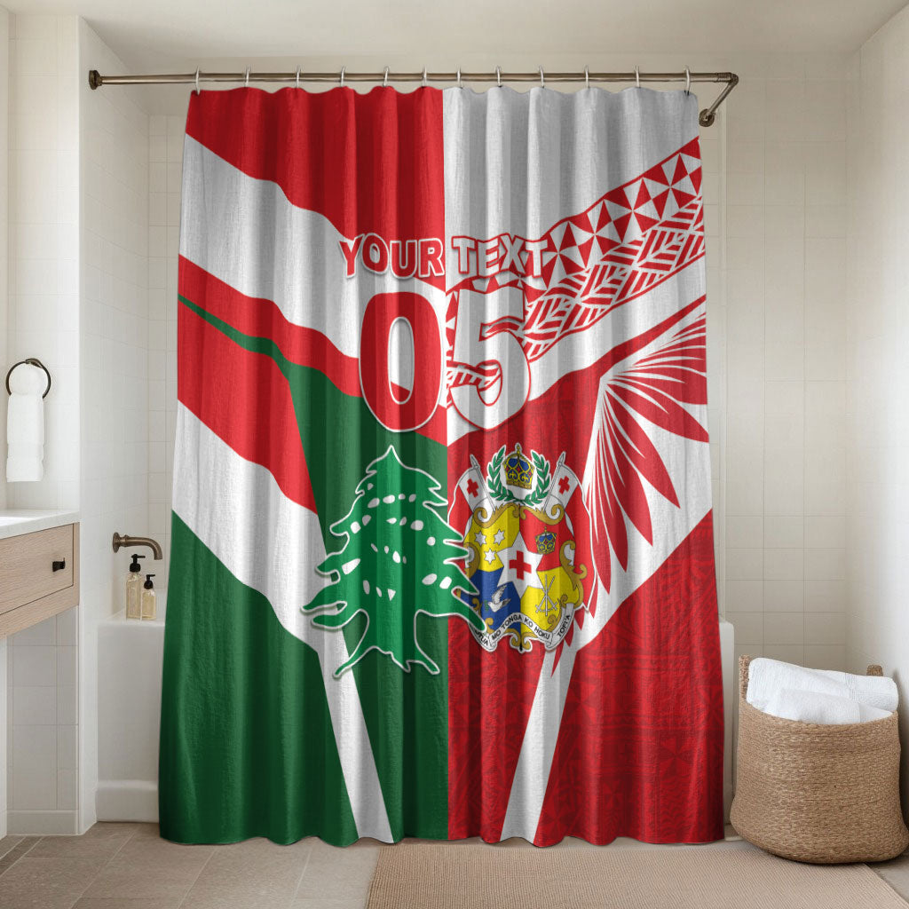 Tonga Lebanon Rugby Custom Bathroom Set Mate Maa Tonga Cedars Together LT05 Shower Curtain Only Multicolor - Polynesian Pride