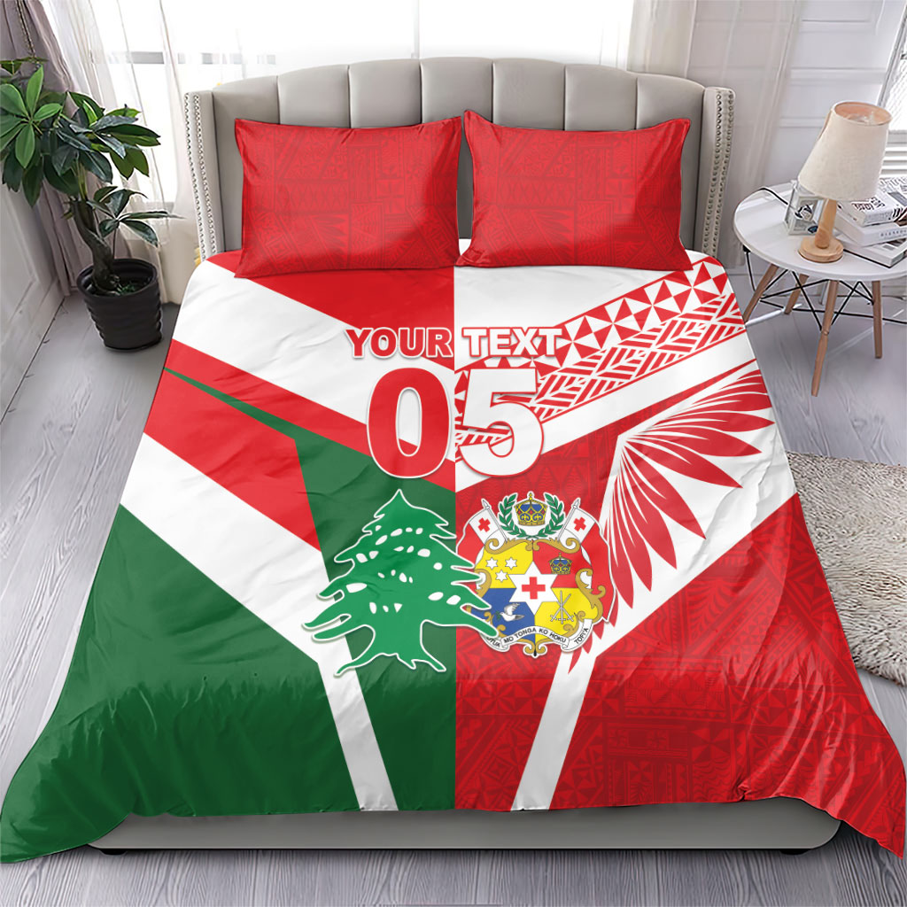 Tonga Lebanon Rugby Custom Bedding Set Mate Maa Tonga Cedars Together