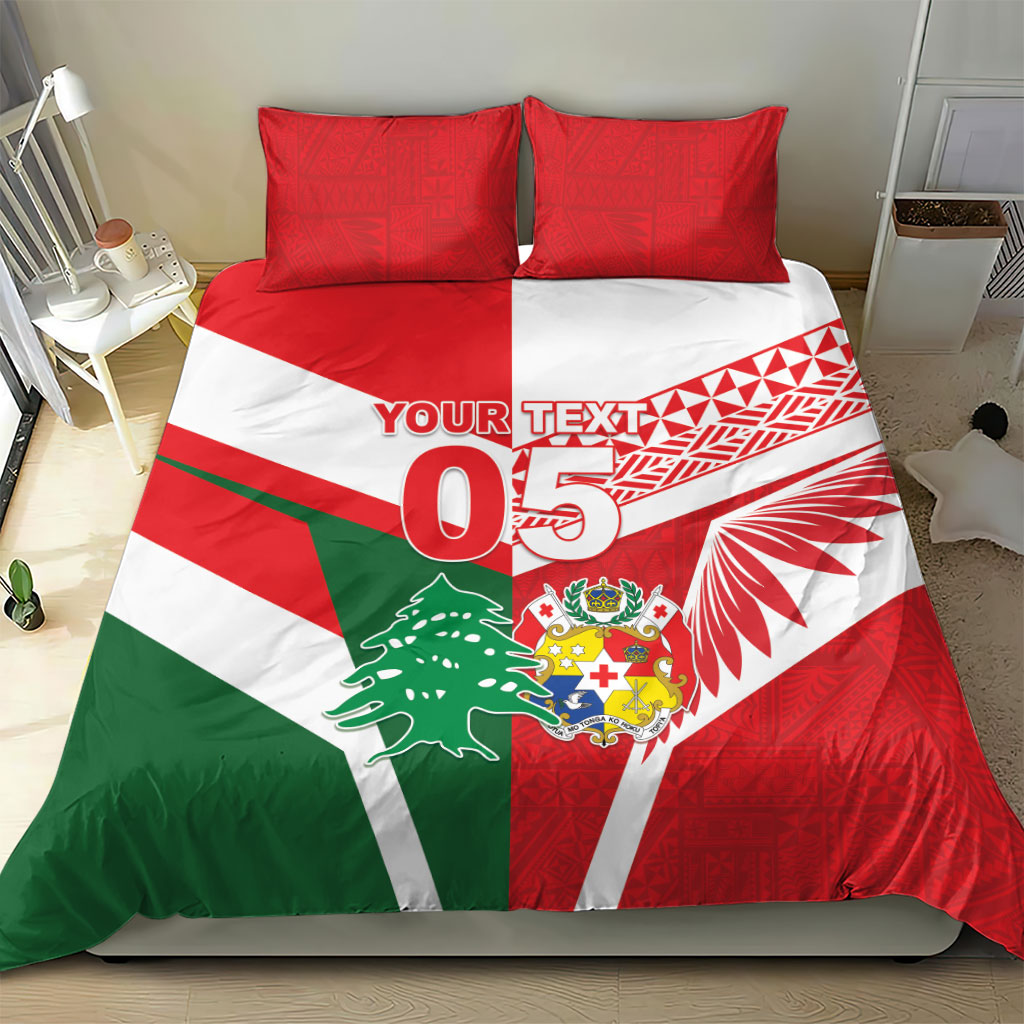 Tonga Lebanon Rugby Custom Bedding Set Mate Maa Tonga Cedars Together