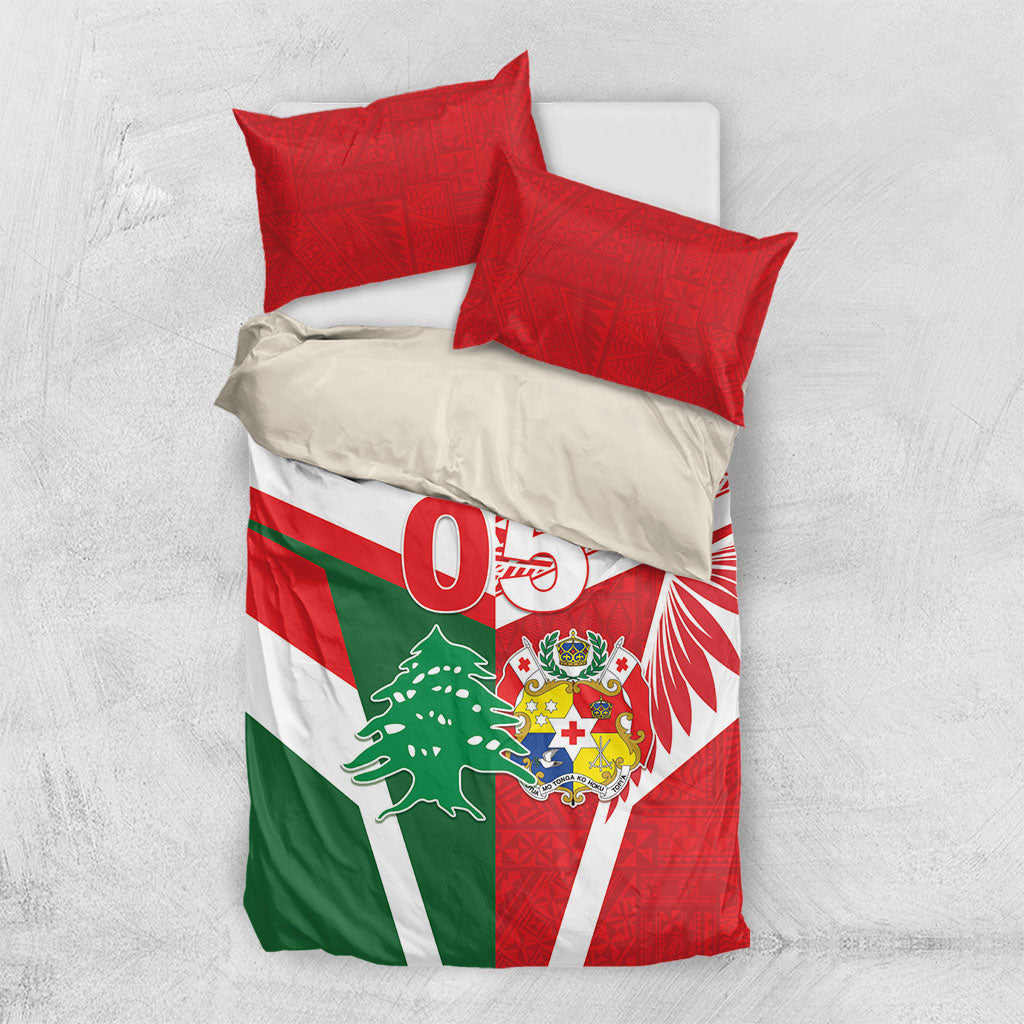 Tonga Lebanon Rugby Custom Bedding Set Mate Maa Tonga Cedars Together