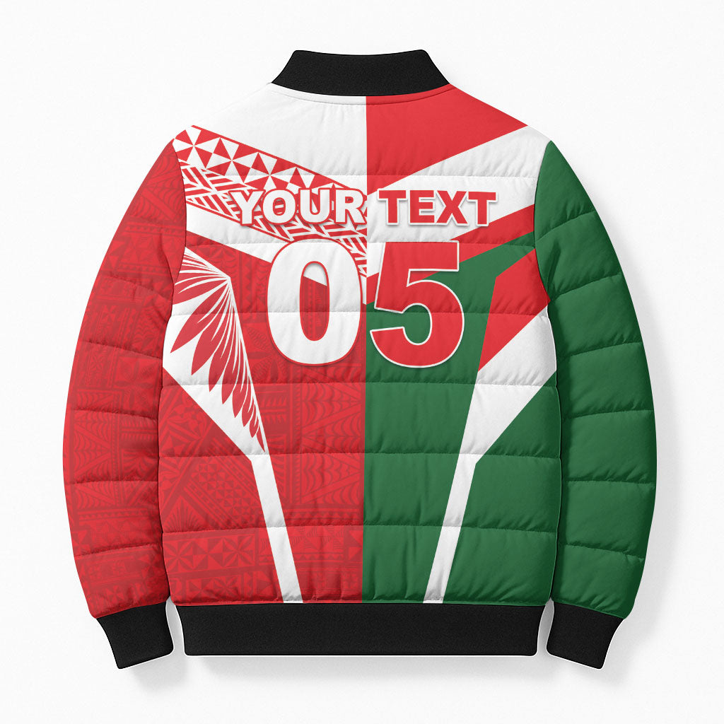 Tonga Lebanon Rugby Custom Bomber Puffer Jacket Mate Maa Tonga Cedars Together