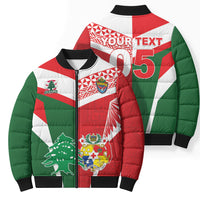 Tonga Lebanon Rugby Custom Bomber Puffer Jacket Mate Maa Tonga Cedars Together