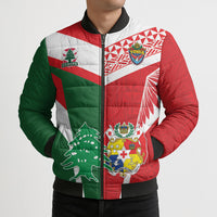 Tonga Lebanon Rugby Custom Bomber Puffer Jacket Mate Maa Tonga Cedars Together