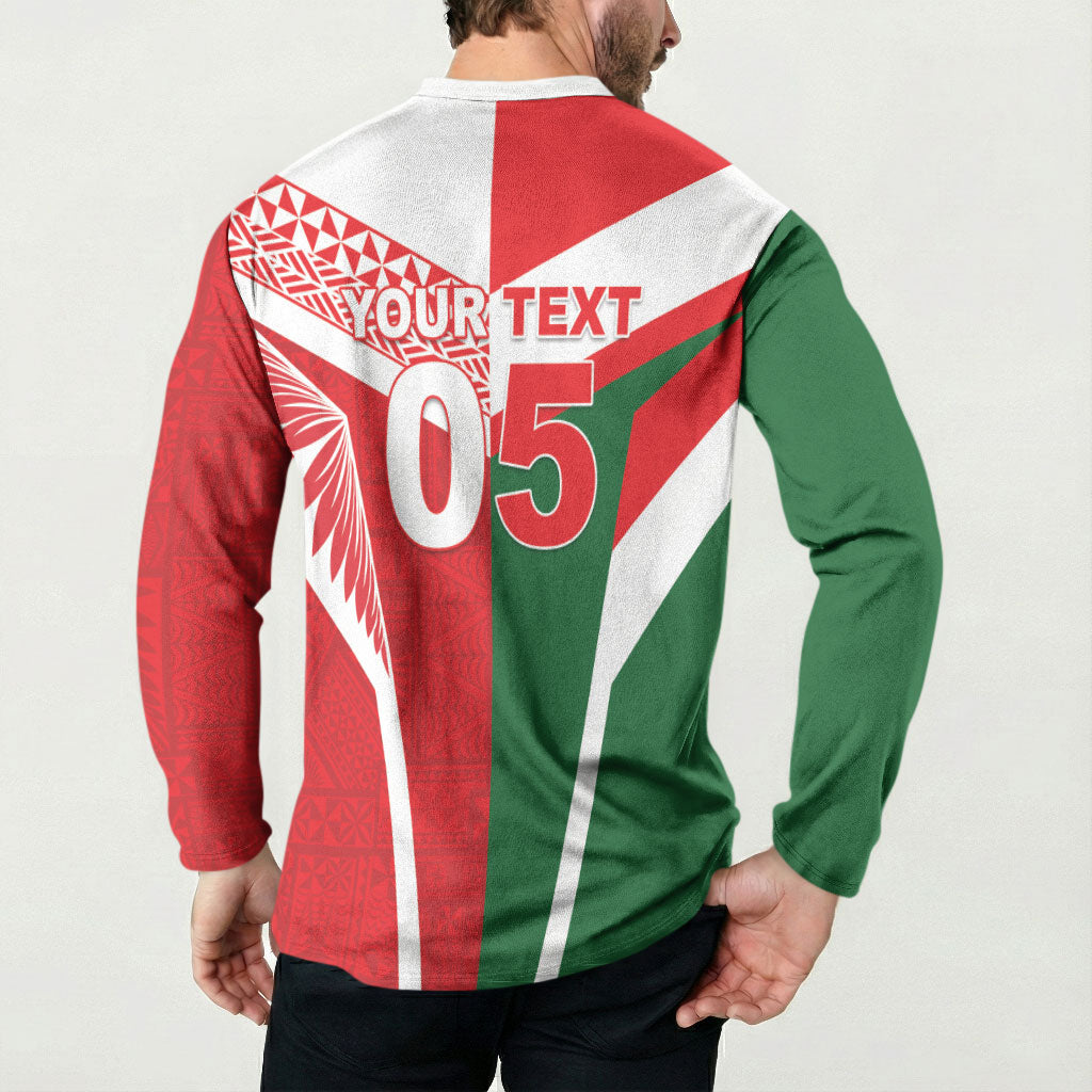 Tonga Lebanon Rugby Custom Button Sweatshirt Mate Maa Tonga Cedars Together