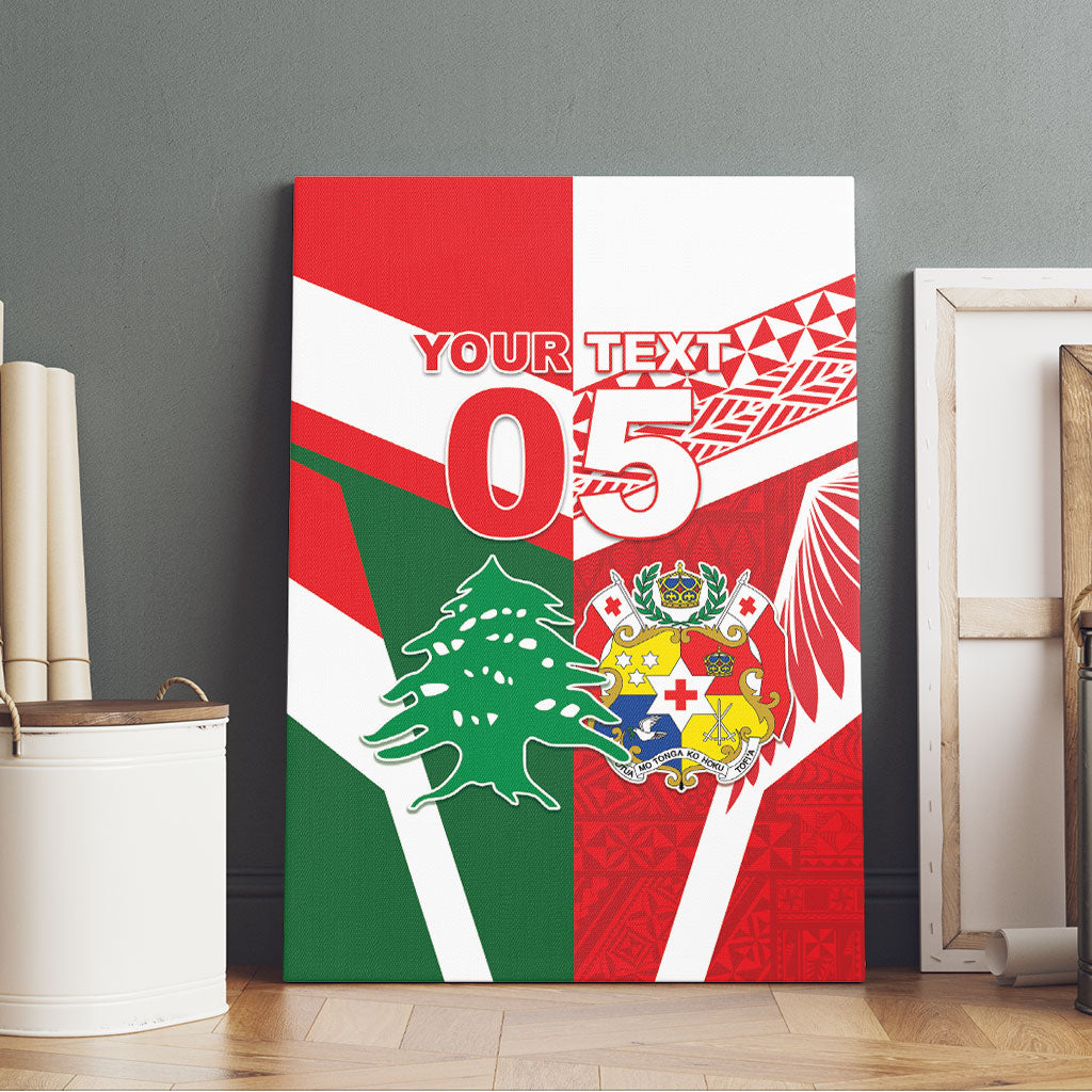 Tonga Lebanon Rugby Custom Canvas Wall Art Mate Maa Tonga Cedars Together