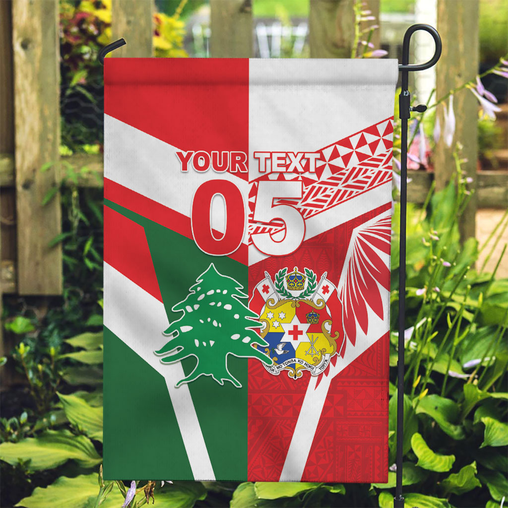 Tonga Lebanon Rugby Custom Garden Flag Mate Maa Tonga Cedars Together LT05 Garden Flag Multicolor - Polynesian Pride