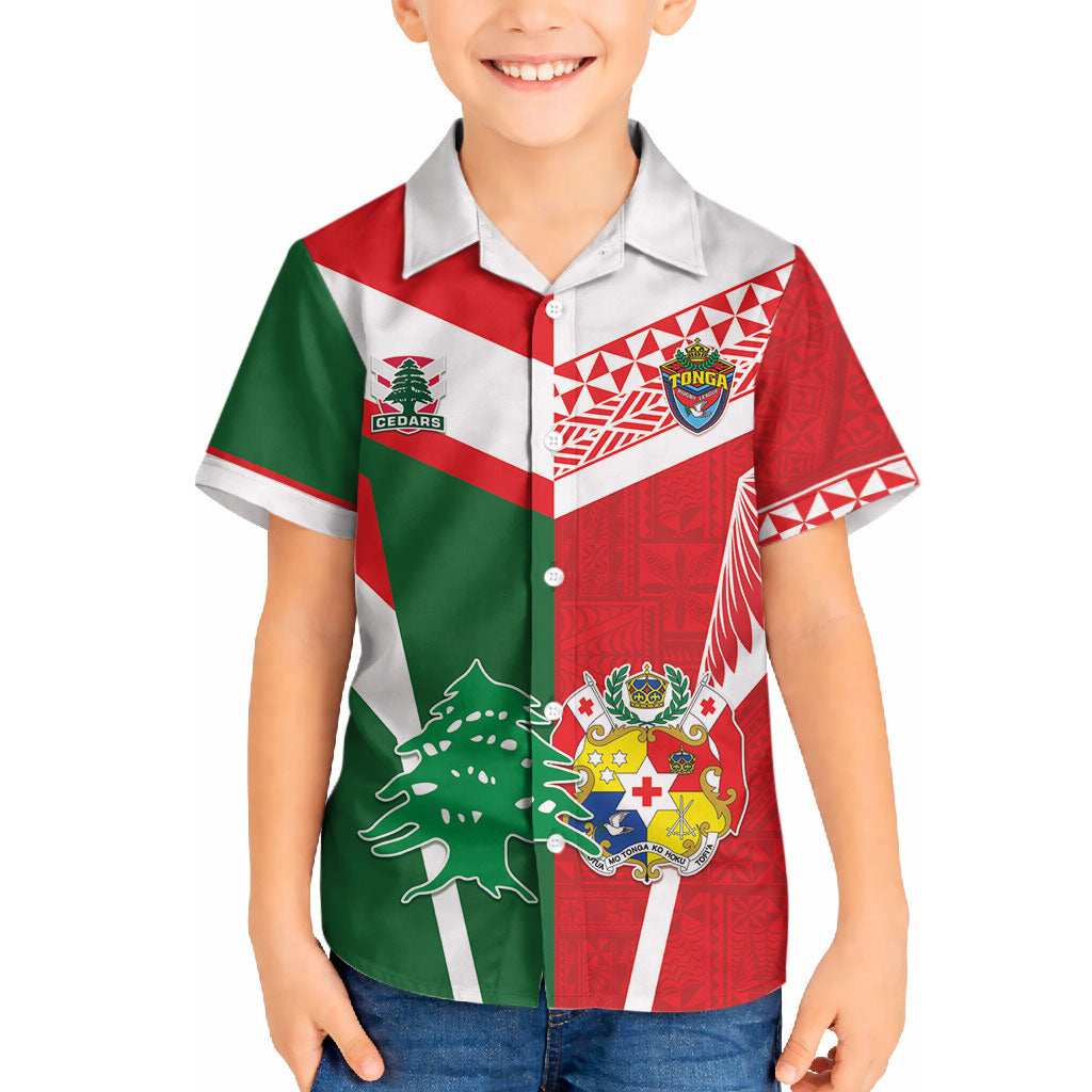 Tonga Lebanon Rugby Custom Hawaiian Shirt Mate Maa Tonga Cedars Together