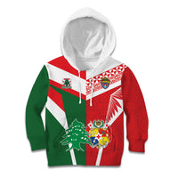 Tonga Lebanon Rugby Custom Kid Hoodie Mate Maa Tonga Cedars Together