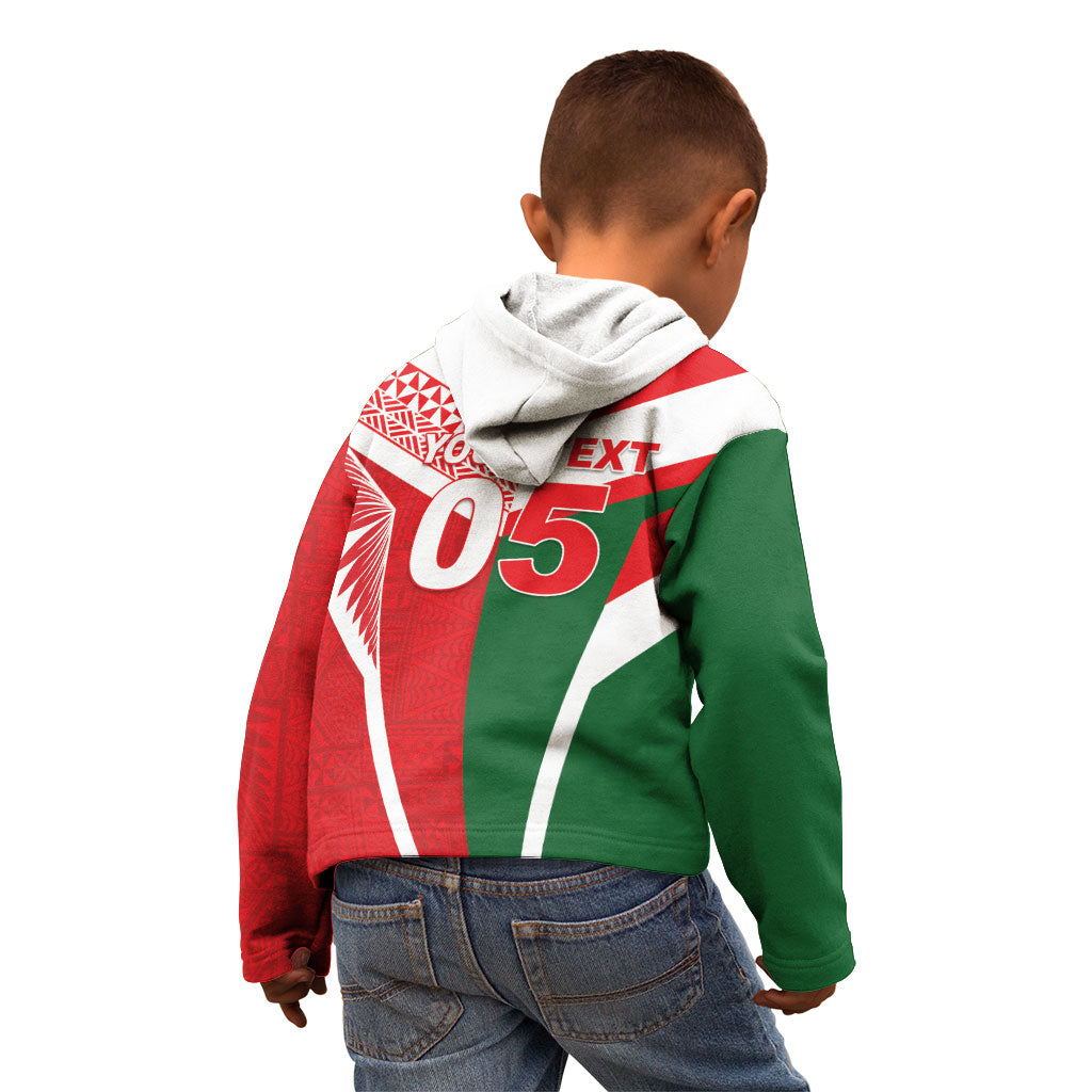 Tonga Lebanon Rugby Custom Kid Hoodie Mate Maa Tonga Cedars Together
