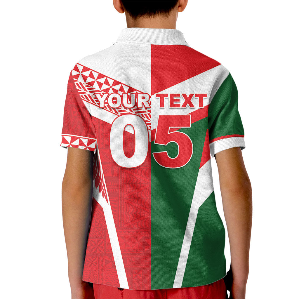 Tonga Lebanon Rugby Custom Kid Polo Shirt Mate Maa Tonga Cedars Together