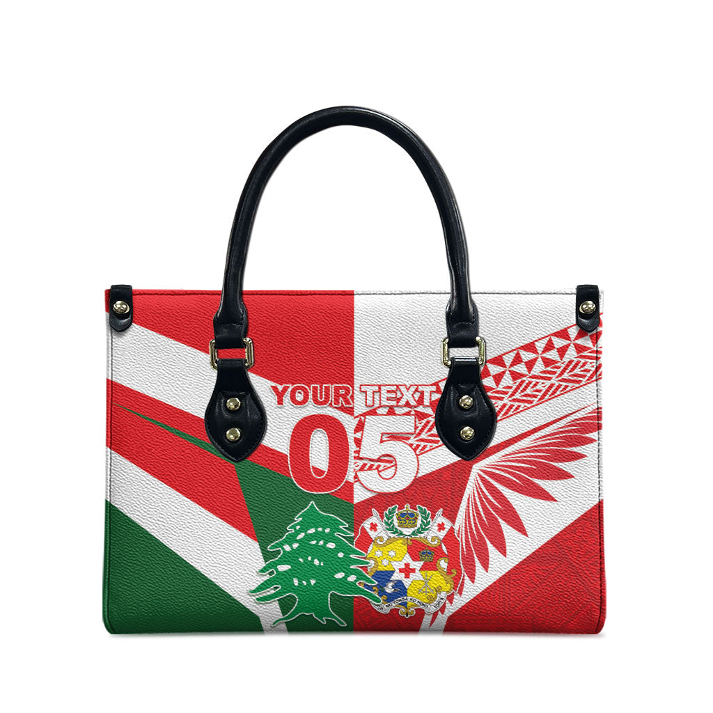 Tonga Lebanon Rugby Custom Leather Bag Mate Maa Tonga Cedars Together LT05 - Polynesian Pride