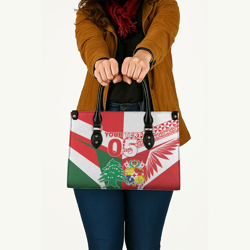 Tonga Lebanon Rugby Custom Leather Bag Mate Maa Tonga Cedars Together LT05 - Polynesian Pride