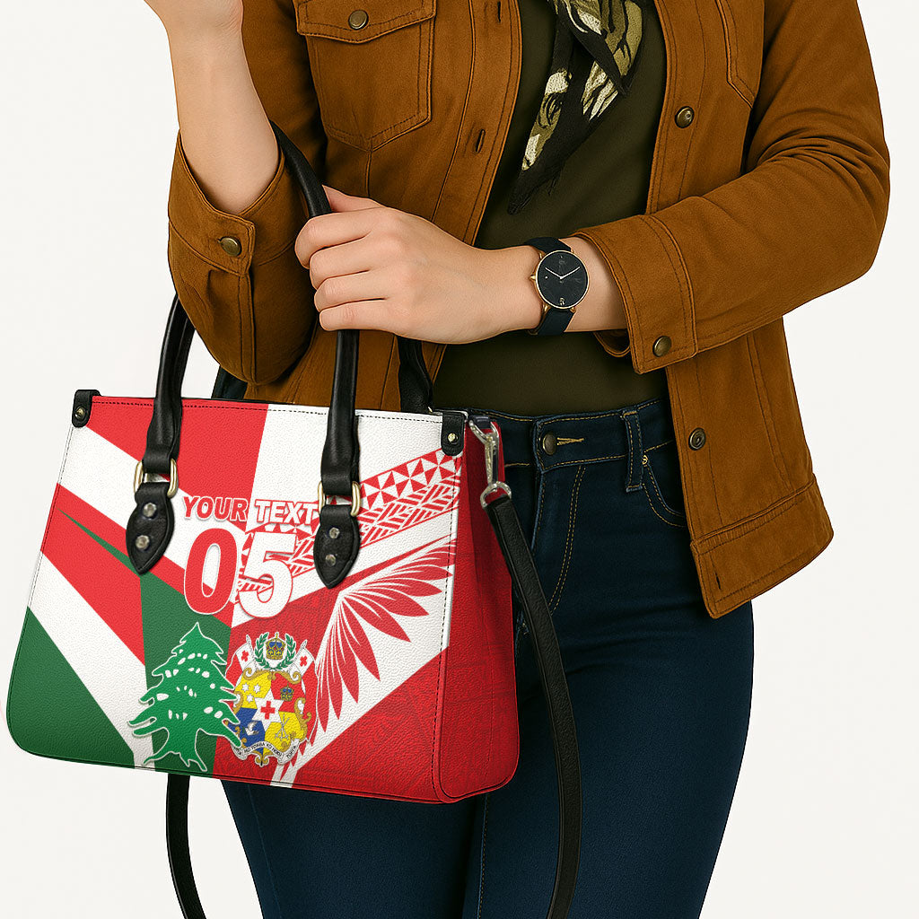 Tonga Lebanon Rugby Custom Leather Bag Mate Maa Tonga Cedars Together LT05 - Polynesian Pride