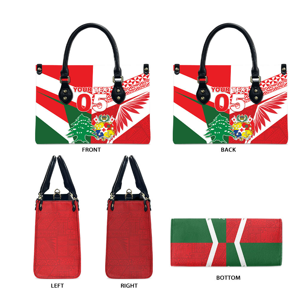 Tonga Lebanon Rugby Custom Leather Bag Mate Maa Tonga Cedars Together LT05 - Polynesian Pride