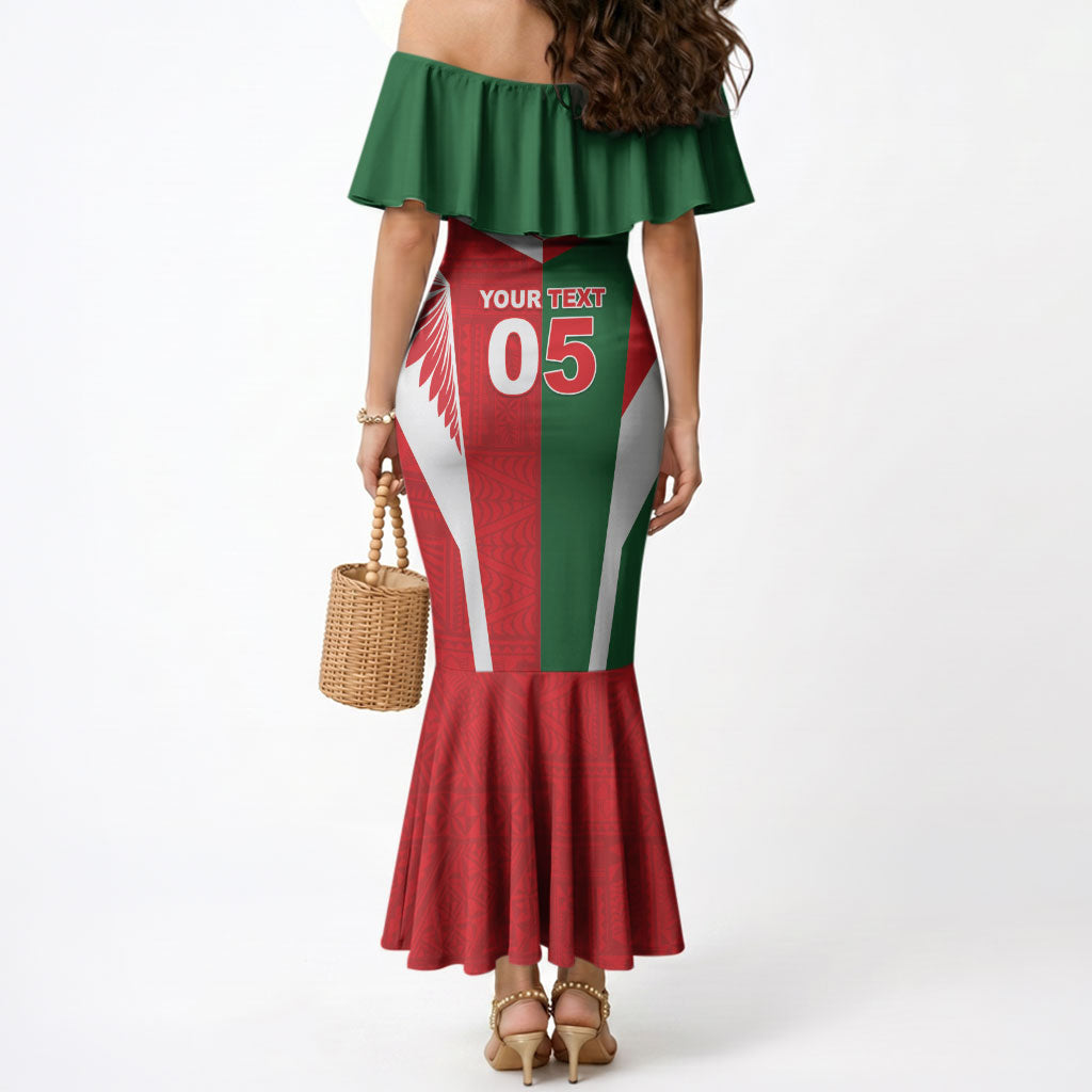 Tonga Lebanon Rugby Custom Mermaid Dress Mate Maa Tonga Cedars Together LT05 - Polynesian Pride