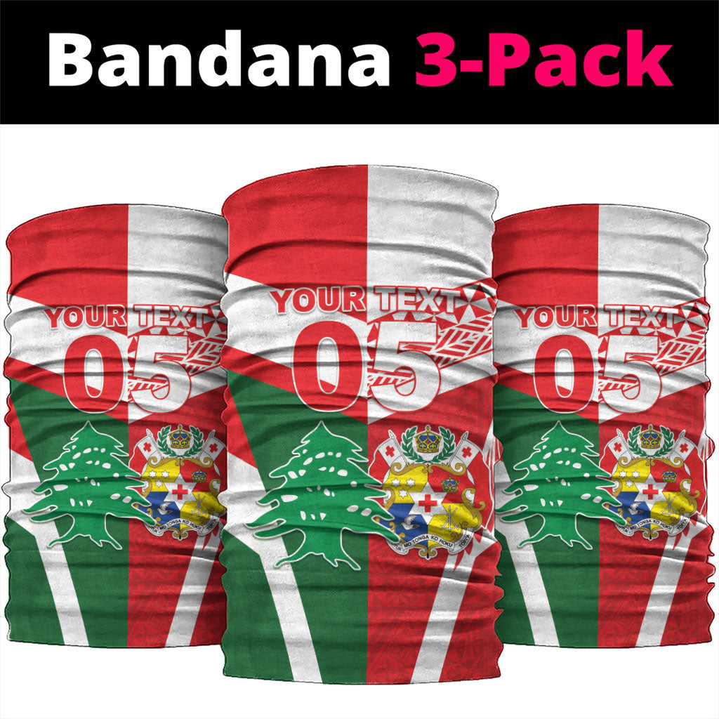 Tonga Lebanon Rugby Custom Neck Gaiter Mate Maa Tonga Cedars Together LT05 package One Size: 25*50cm Multicolor - Polynesian Pride