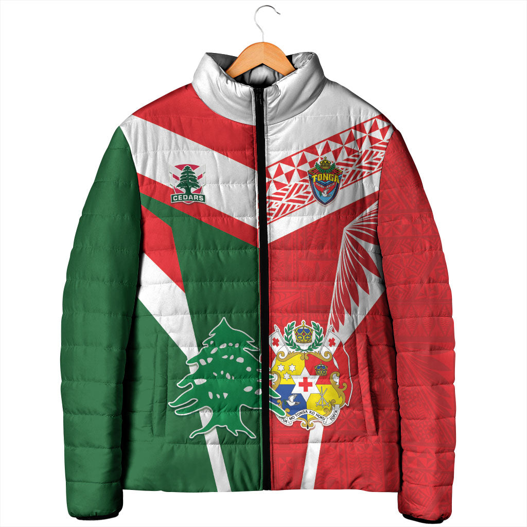 Tonga Lebanon Rugby Custom Padded Jacket Mate Maa Tonga Cedars Together LT05 - Polynesian Pride