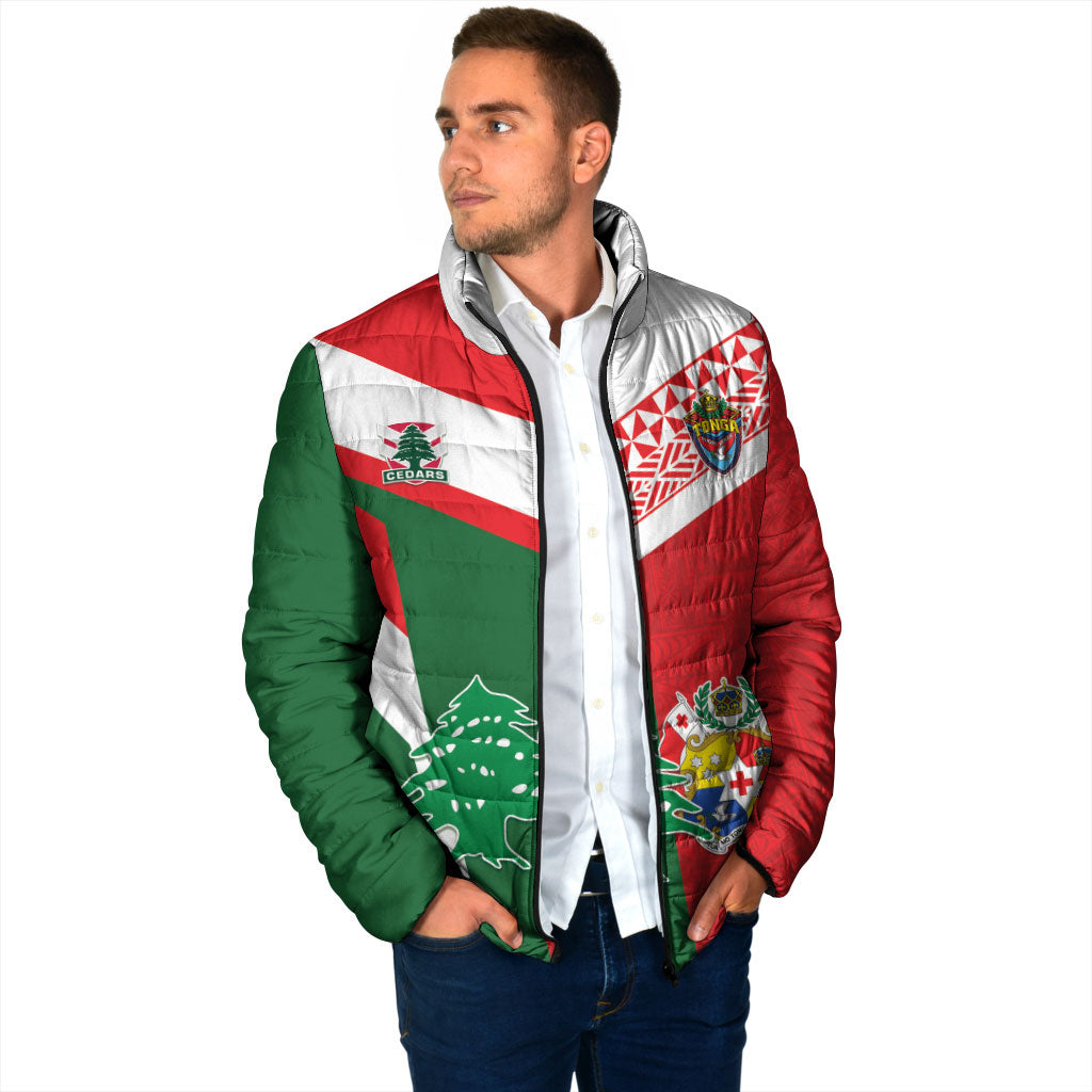 Tonga Lebanon Rugby Custom Padded Jacket Mate Maa Tonga Cedars Together LT05 - Polynesian Pride
