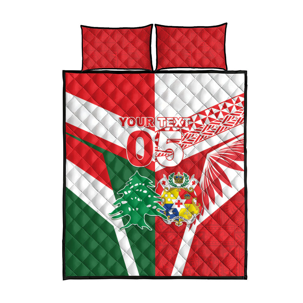 Tonga Lebanon Rugby Custom Quilt Bed Set Mate Maa Tonga Cedars Together