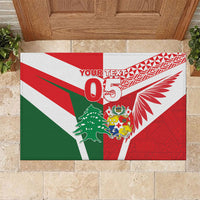 Tonga Lebanon Rugby Custom Rubber Doormat Mate Maa Tonga Cedars Together LT05 Multicolor - Polynesian Pride