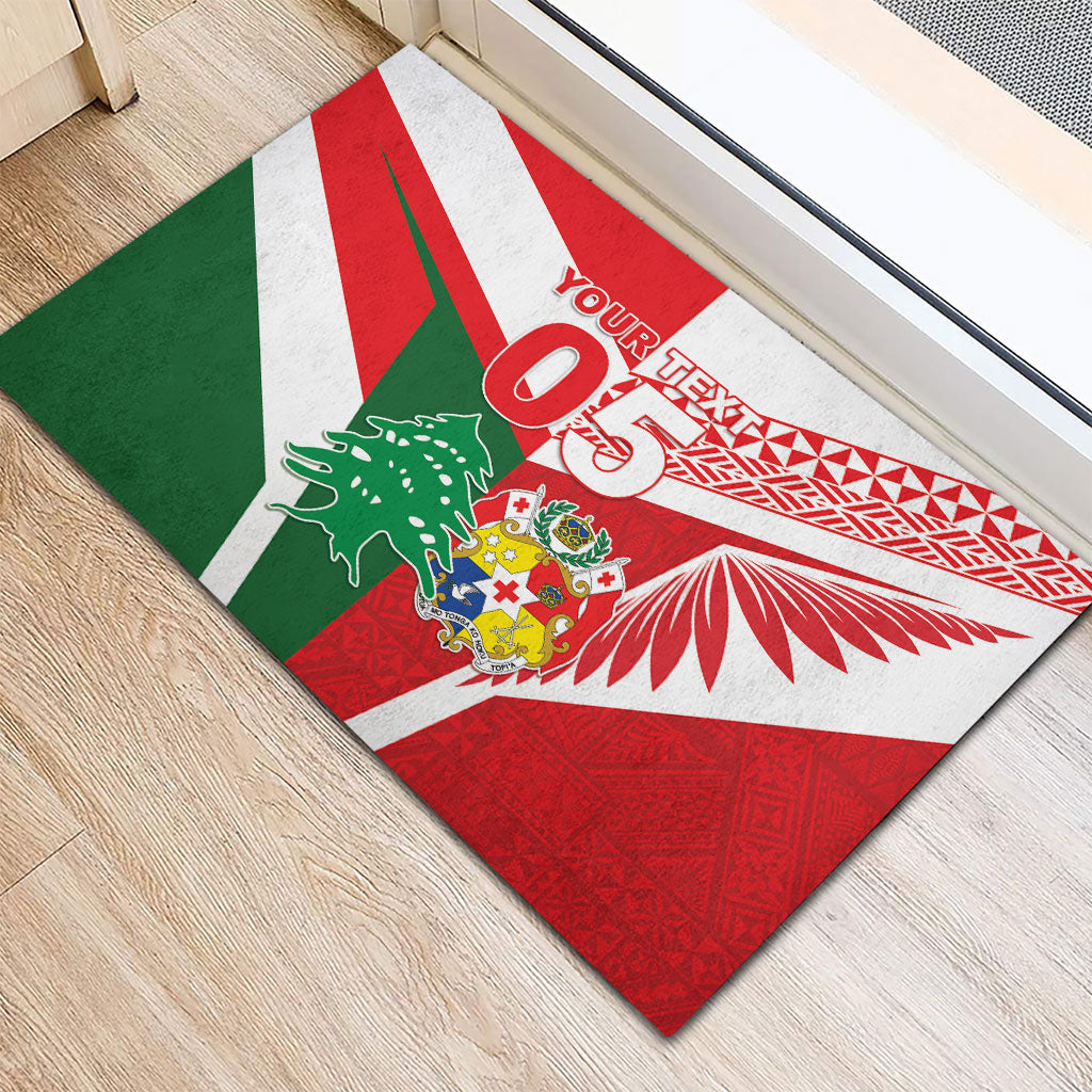 Tonga Lebanon Rugby Custom Rubber Doormat Mate Maa Tonga Cedars Together LT05 - Polynesian Pride