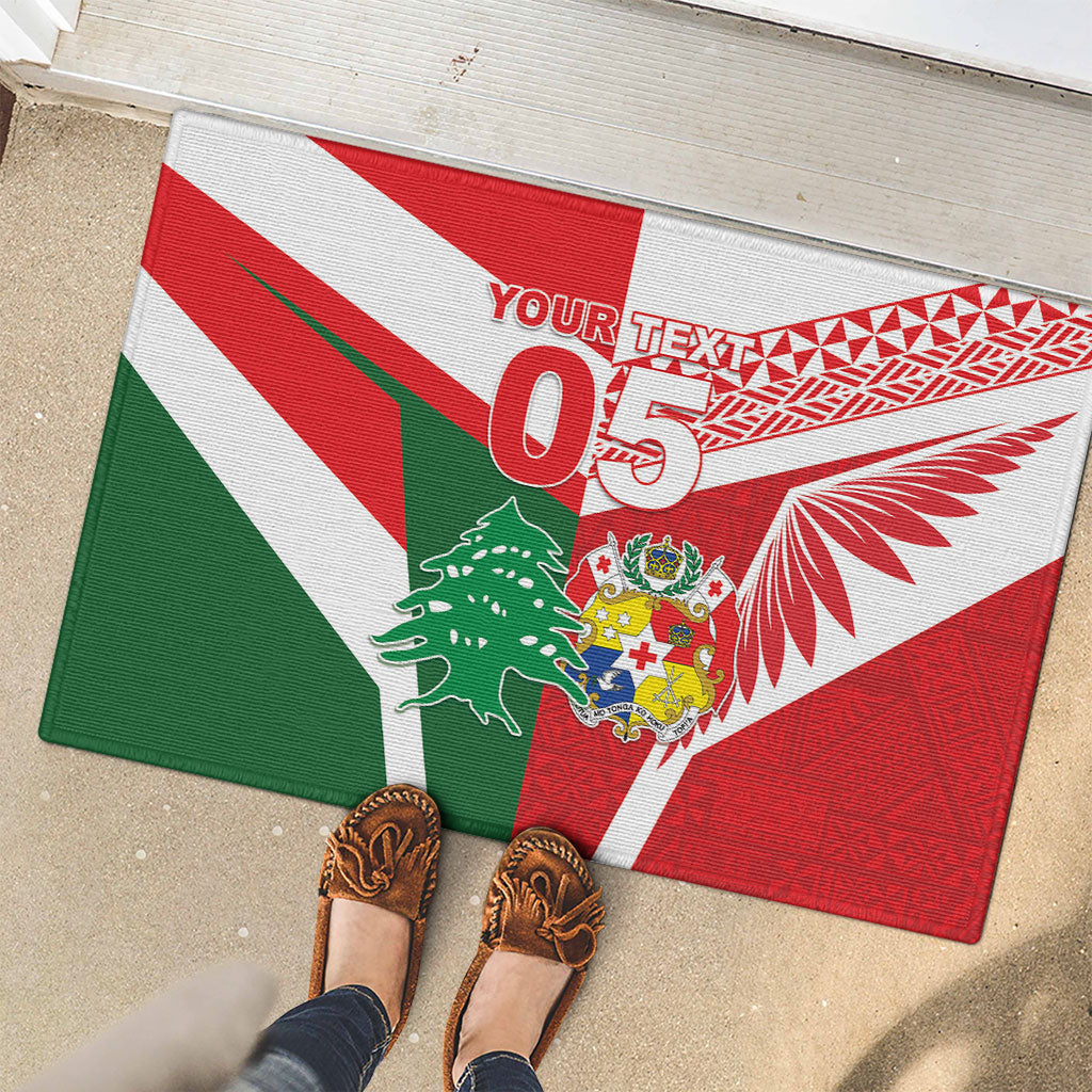 Tonga Lebanon Rugby Custom Rubber Doormat Mate Maa Tonga Cedars Together LT05 - Polynesian Pride