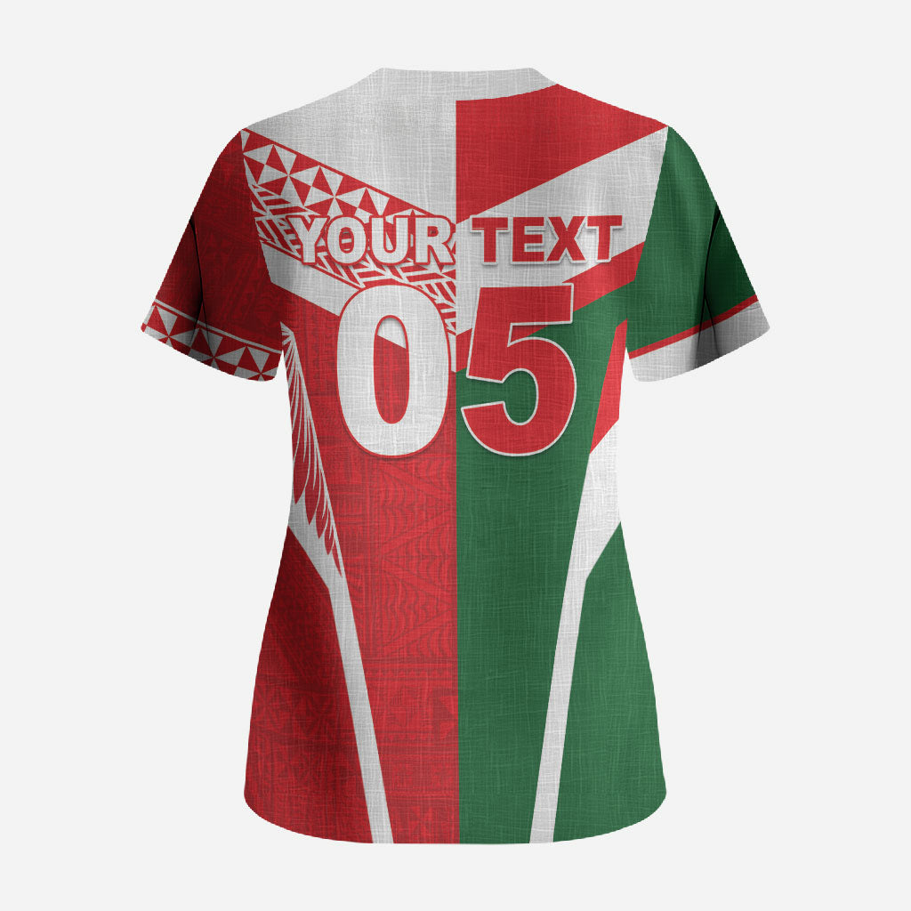 Tonga Lebanon Rugby Custom Scrub Top Mate Maa Tonga Cedars Together LT05 - Polynesian Pride